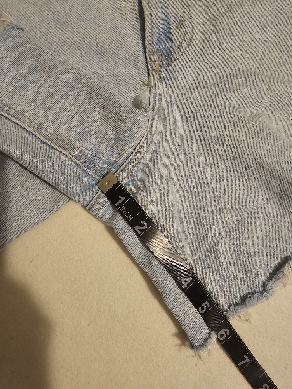 NEW! ABERCROMBIE The Dad Shorts Light Blue Raw-Hem Denim Shorts High Waist Sz 12 - Picture 6 of 14
